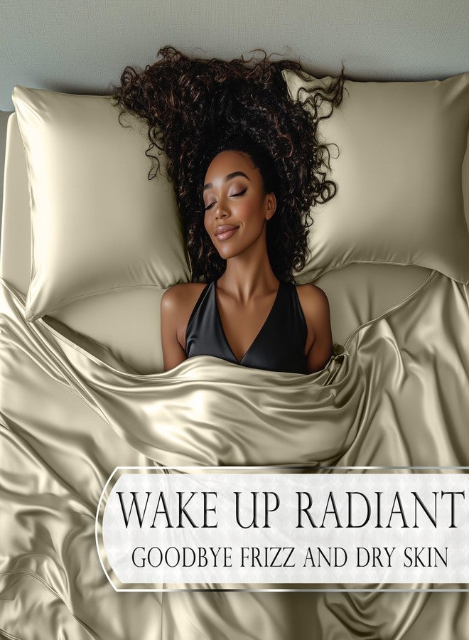 DECOLURE Satin Bed Sheets - 3 Piece Luxury Silky Twin Size Bedding Set - Softer Than Silk, Wrinkle-Free with 15” Deep Pocket Fitted Sheet, Perfect for Hair & Skin, Gifts for Women (Champagne) - Image 4